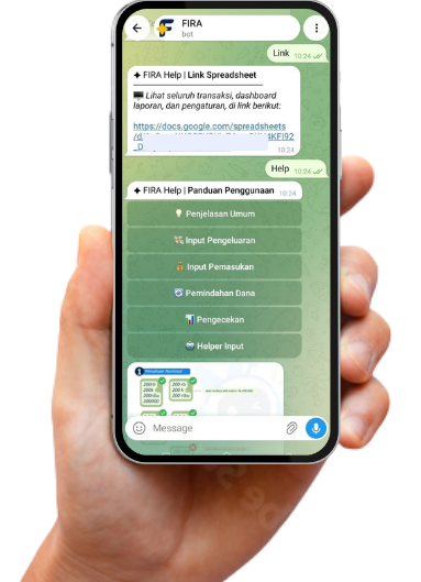 FIRA memberikan support yang lengkap, ada menu Panduan di Telegram