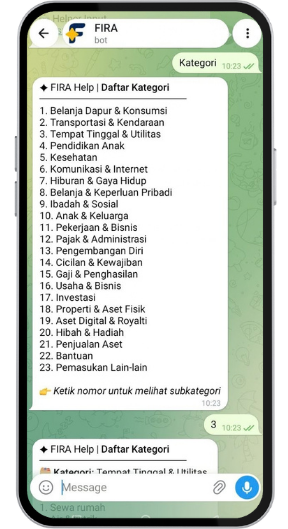 FIRA mengkategorikan transaksi dengan detail dan lengkap, bisa dicustom