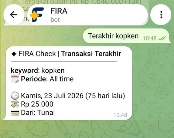 FIRA membantu pengecekan kapan terakhir beli kopken