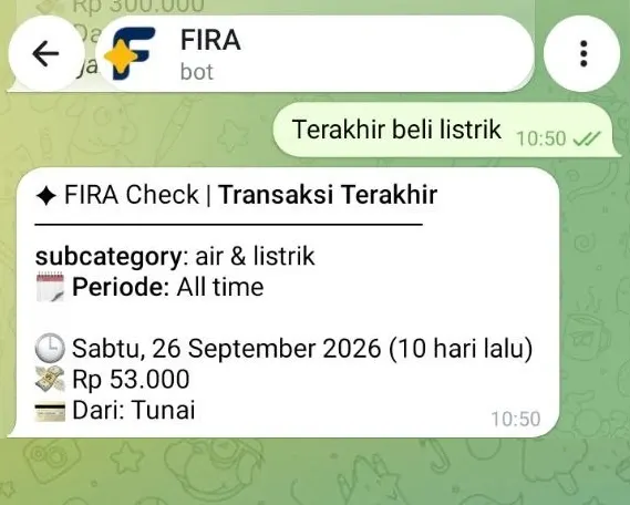 FIRA membantu pengecekan kapan terakhir beli listrik